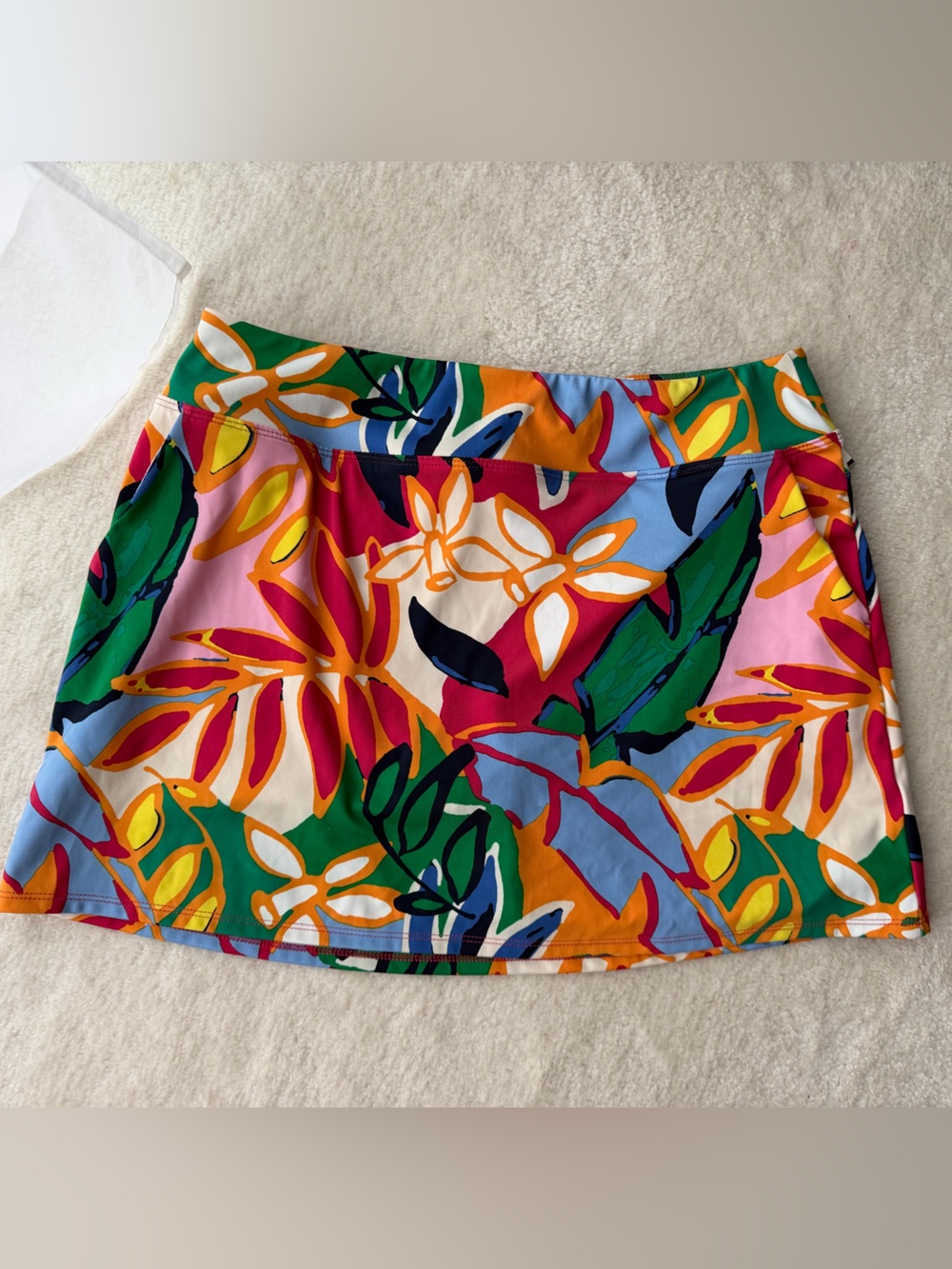 Bailey 44 Bold Tropical Print Mini Skirt Skorts in Green Pink Orange Blue